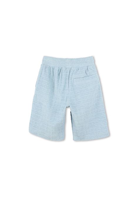 Bermuda In Spugna di Cotone Azzurra Con Motivo 4G In Rilievo GIVENCHY KIDS | H30711772